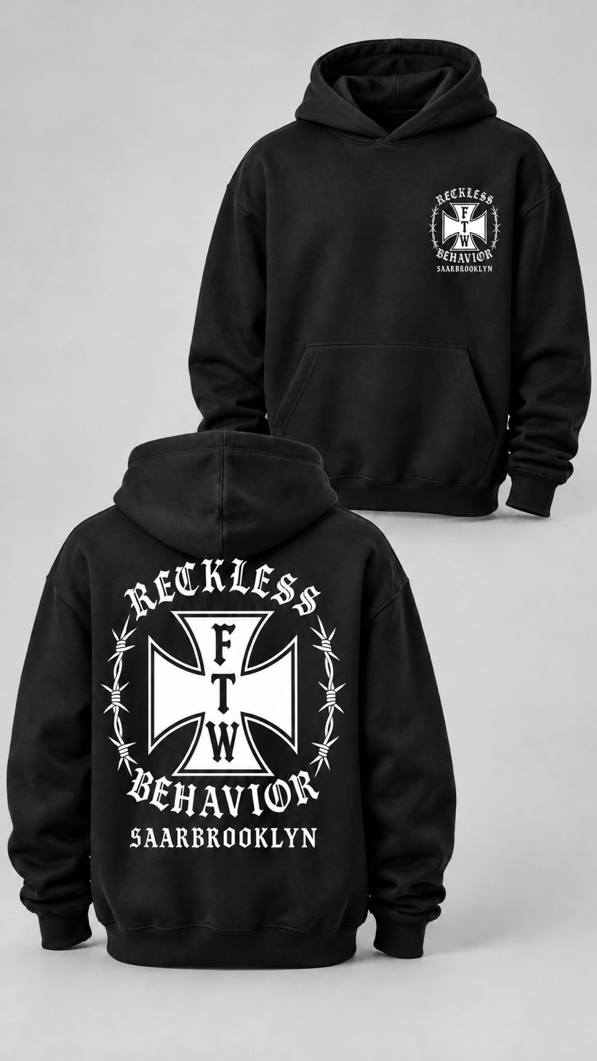 Iron Cross black hoodie front and back