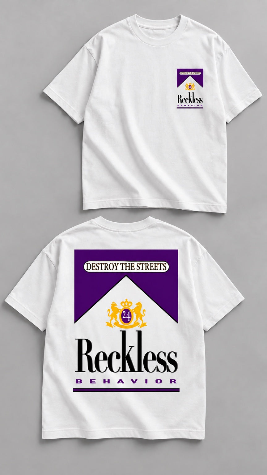 Marlboro white Reckless Behavior T-shirt front and back