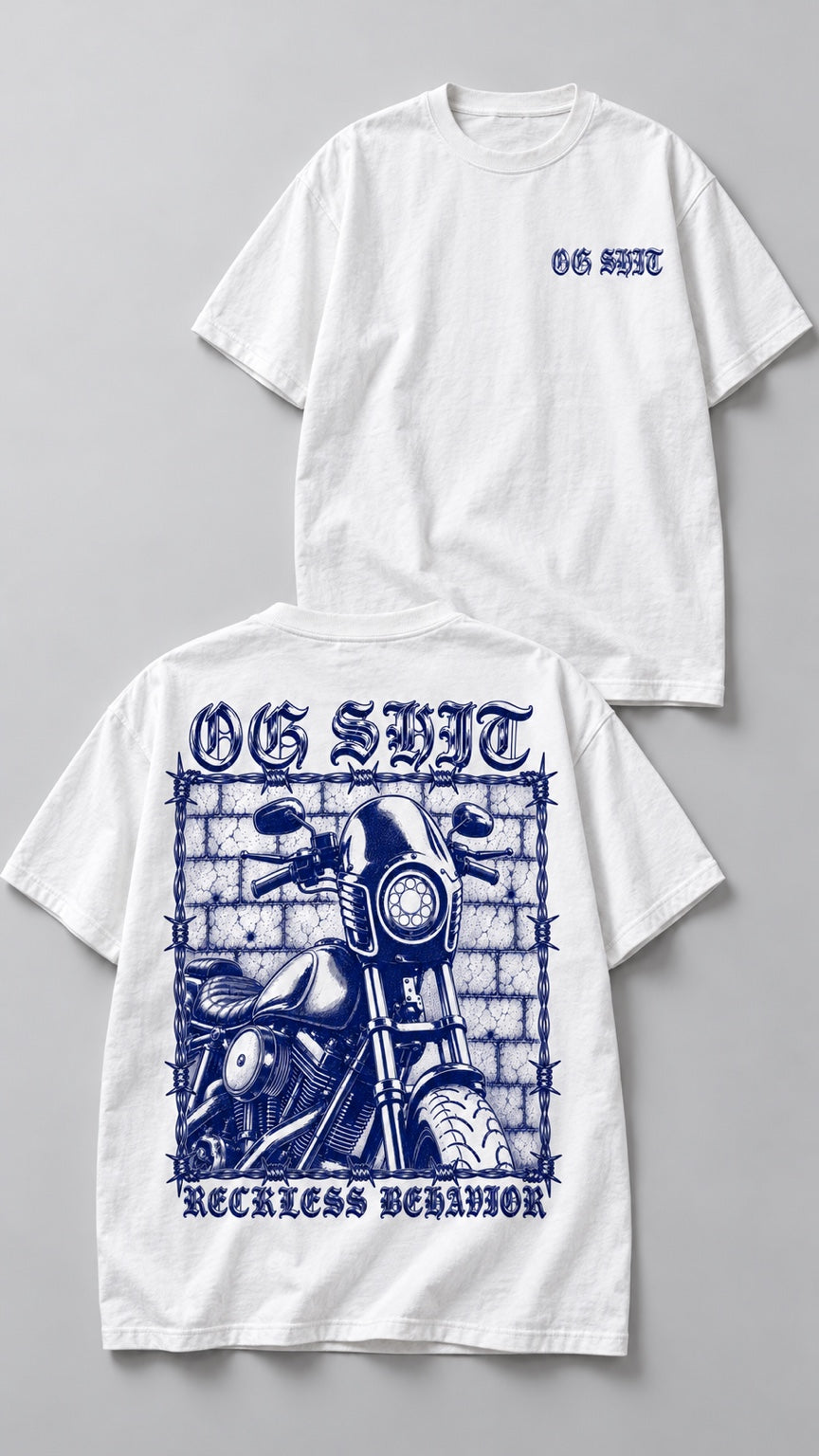 OG Shit white T-shirt front and back